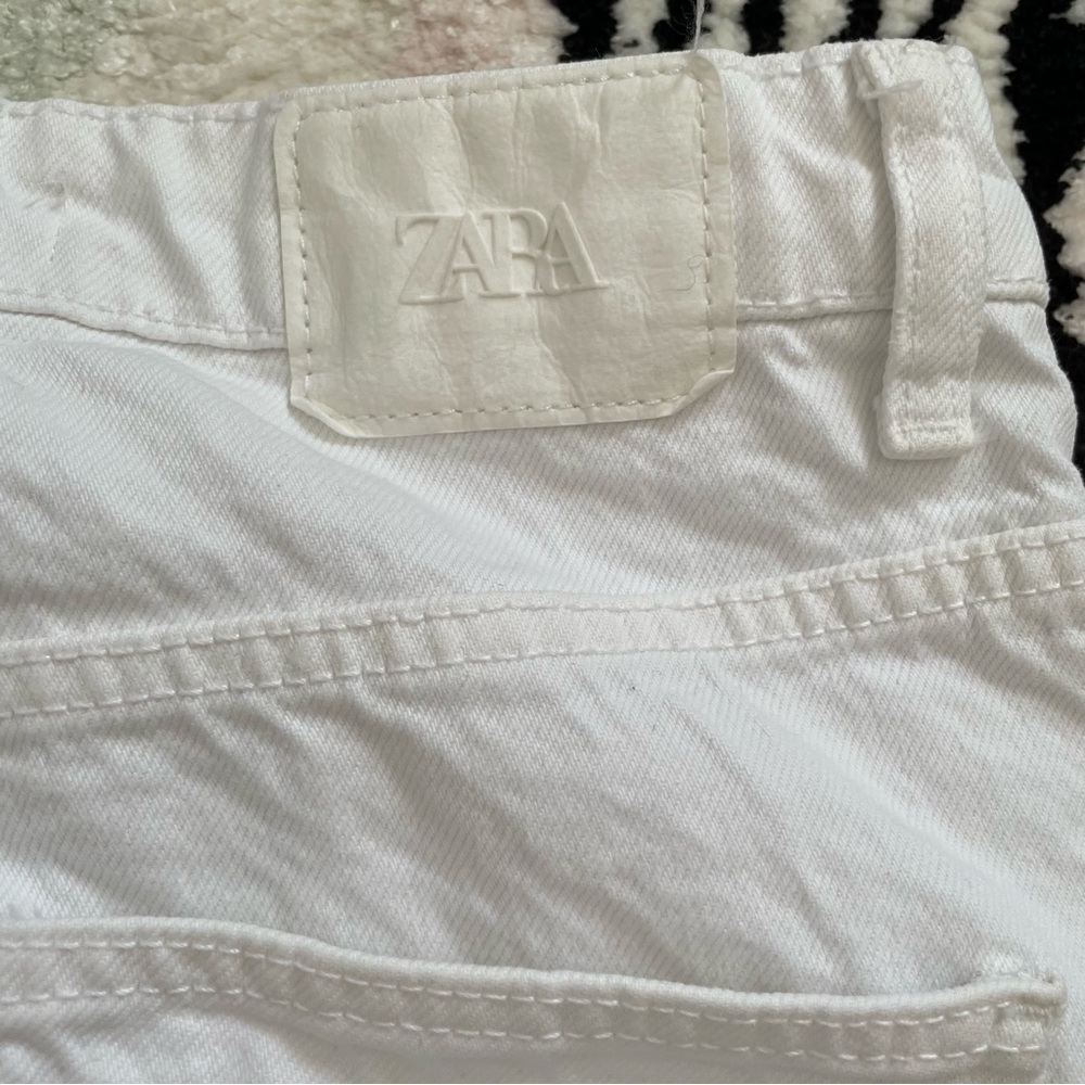 Zara white wide leg denim jeans 100% cotton US size 4 - Picture 6 of 7